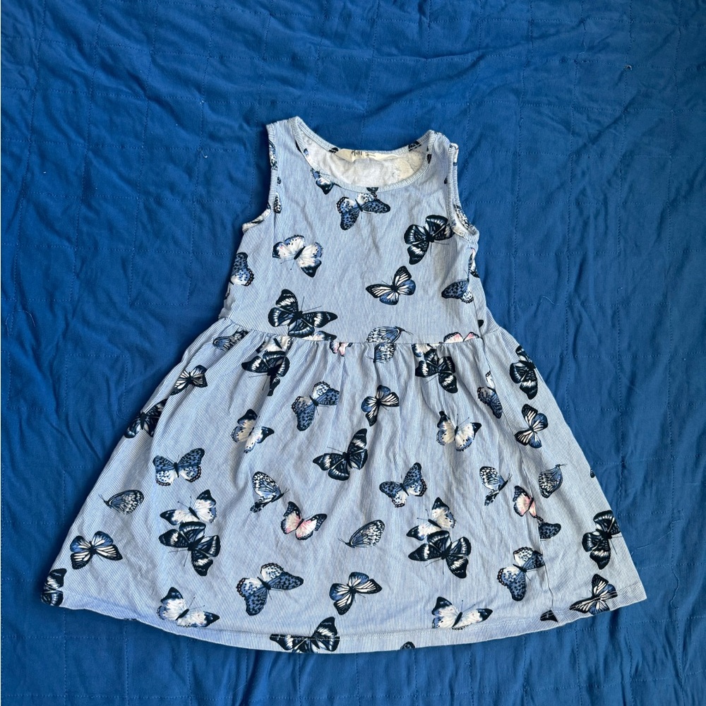 Blue Butterfly Girls H&M Dress Size 4-6y